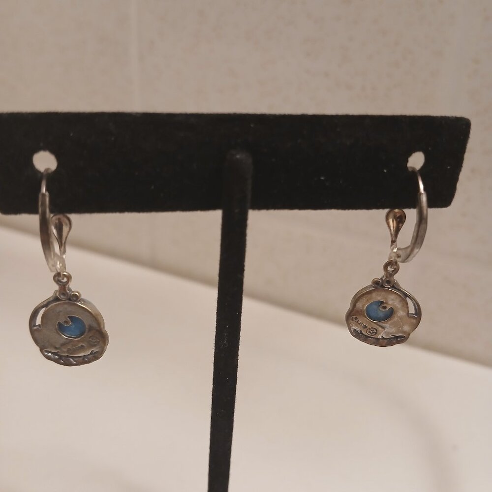 Sterling Gemstone Leaf Lever-Back Earrings - Picture 9 of 11